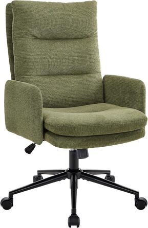 Офісне крісло IWMH з високою спинкою, ергономічне кашемірове офісне крісло, туалетний стілець з підлокітниками, поворотне крісло з регульованою висотою для офісу або вітальні (зелене)