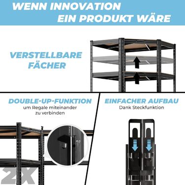 Кутовий стелаж ALL Premium Heavy Duty 180x90x60 см 2 шт. 180x150x60 см, чорний - вантажопідйомність 3750 кг стабільний окремостоячий кутовий стелаж, універсальна система стелажів, ідеально підходить для підвалів та складів. 180x90x60 см 2 шт. 180x150x60 с