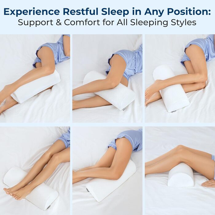 Подушка United Half Roll з 5 зірок - підтримка спини, щиколоток та колін, подушка для підняття ніг, полегшення болю в спині, попереку та шиї, високоякісна піна з ефектом пам&39яті, дихаюча оббивка, біла спинка