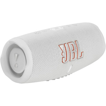 Колонка JBL Charge 5 білого кольору - Водонепроникний портативний бумбокс з інтегрованим банком живлення - Один заряд акумулятора