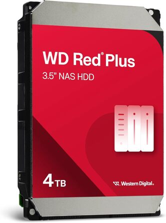Внутрішній жорсткий диск WD Red Plus 4TB NAS, 3,5-дюймовий, 5400 об/хв, SATA 6 Гбіт/с, CMR, 256 МБ кешу, версія 2025, 4 ТБ