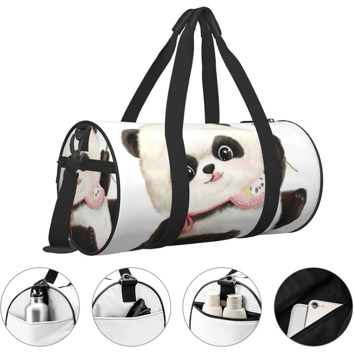 Дорожня сумка-циліндр з милим панда-малюнком, спортивна сумка для чоловіків та жінок, сумка для подорожей, спортивна сумка
