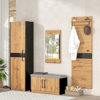 Практична настінна шафа-купе, шафа-купе з 4-х предметів з дзеркалом і лавкою, шафа-купе, меблі для гардероба, шафа-купе, стильна к