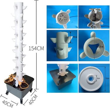 Ярусів, 45 отворів, система вирощування в аквапоніці, набір для аеропоніки в саду без грунту для вирощування трав, фруктів і овочів з гідратаційним насосом, адаптером, сітчастими горщиками, 15