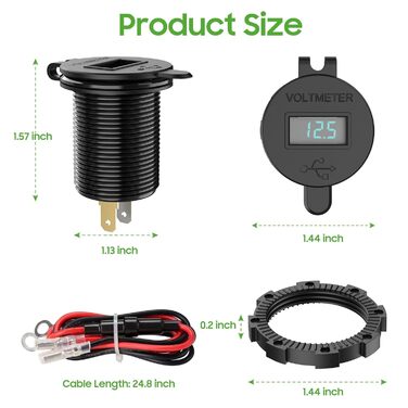 Адаптер зарядного пристрою для гольф-кара, двопортовий адаптер живлення USB швидкої зарядки 3.1, 5A для клубного автомобіля для го