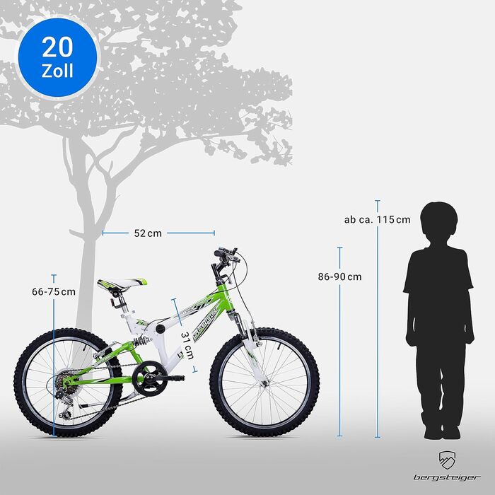 Дитячий велосипед 24 дюйми, підходить для віку 6, 7, 8, 9, 10, 11, 12, 13 років, 18 швидкостей, повнопідвісний гірський велосипед, велосипед для хлопчиків, велосипед для дівчаток, 20 дюймів, чорний/зелений, 20