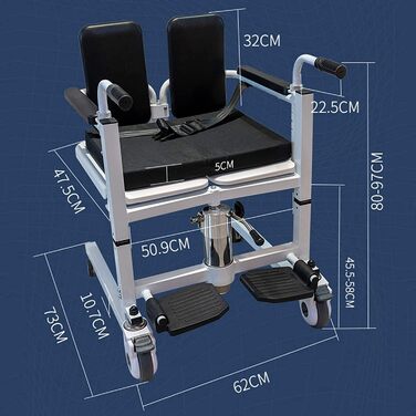 Гідравлічний підйомник для пацієнта вдома портативне мобільне крісло з допомогою перенесення, крісло для душу, приліжковий комод та інвалідний візок ідеально підходить для інвалідів, інвалідів та людей похилого віку включено