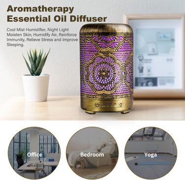 Мл Металевий дифузор для ефірних олій 7 кольорів Light Aromatherapy Golden, 100