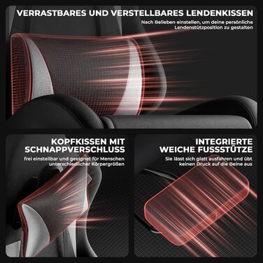 Ергономічне ігрове крісло з поперековою опорою та підголівником, регульоване по висоті ігрове крісло із синхронізованими підлокітниками, комп&39ютерне крісло для дорослих та підлітків, витримує вагу до 136 кг, чорно-біле