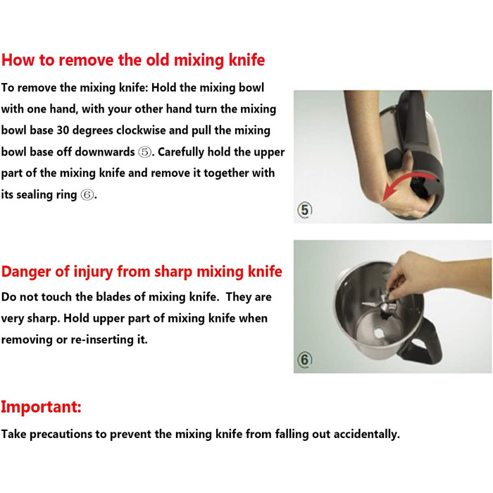 Ніж TM31 сумісний з кухонним комбайном з нержавіючої сталі Vorwerk Thermomix TM31 з ущільнювальним кільцем від Poweka