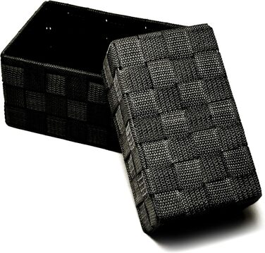 Набір кошиків для зберігання Lashuma з 2 предметів, розміри кошиків 19x10x7 см та 20x13x10 см, кошики для ванної кімнати, що штабелюються, колір чорний