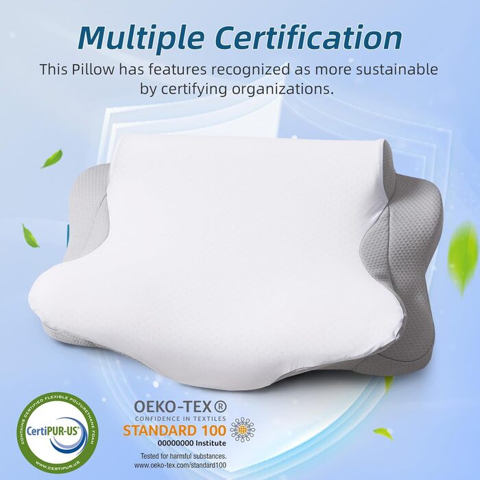 Подушка для шиї, подушка з піни з ефектом пам&39яті, ергономічна ортопедична подушка для голови, подушка з в&39язкопружної піни для сну на боці, на спині та на животі, подушка для підтримки шиї, подушка з піни з ефектом пам&39яті, 60x38x12 см