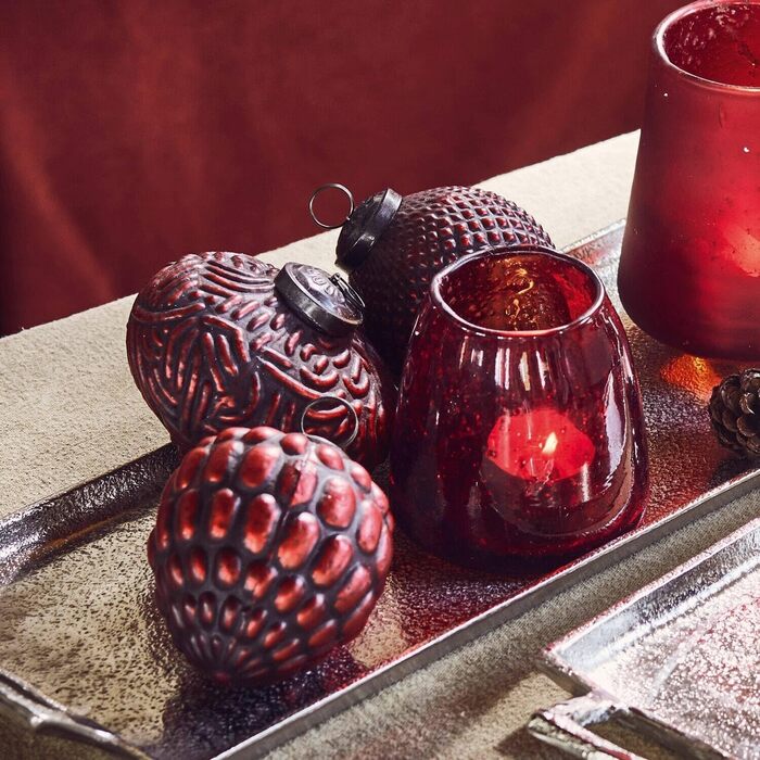 Різдвяні прикраси набір з 4 шт червоні Loberon