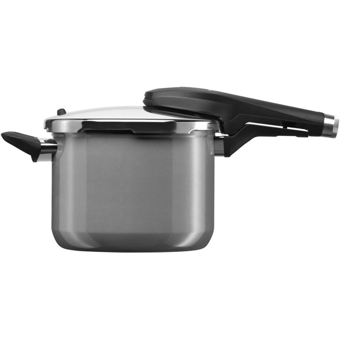 Індукційна каструля під тиском, каструля під тиском 6,5 л, високотехнологічна кераміка, 2 рівні приготування, поворотна ручка все