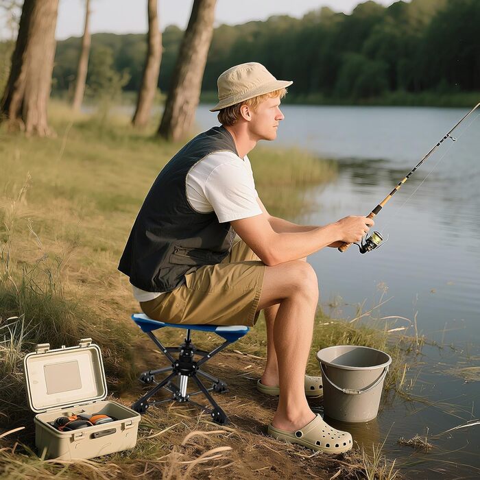 Складаний стілець COSTWAY, обертовий на 360 кемпінговий стілець, складний стілець з ніжками, що запобігають прогинанню, та сумкою для перенесення, портативний кемпінговий стілець, вантажопідйомність до 150 кг, рибальський стілець для кемпінгу, полювання, 