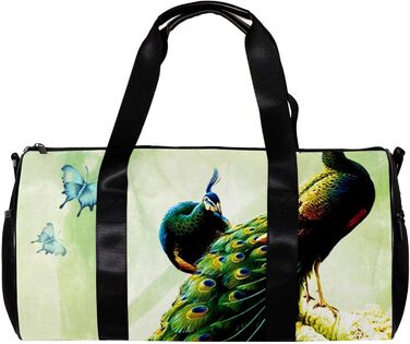 Спортивна сумка, компактна дорожня сумка, сумка для фітнесу та шопінгу (йога, тренування), з дизайном Дерево-Метелик-Павич, сумка для активного відпочинку, ручна поклажа