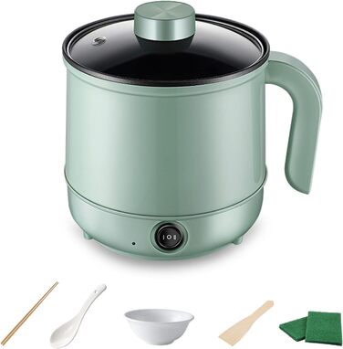 Електрична каструля, електричні фондю 1,7 л, портативна каструля з антипригарним покриттям, мультиварка з подвійним регулюванням потужності для смаження, стейків, пасти, раменної плити в гуртожитку та квартирі (зелений1)