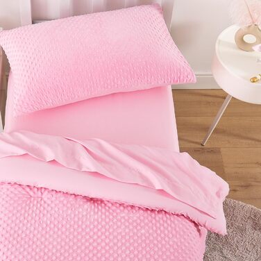 Комплект дитячої постільної білизни Wake In Cloud - Minky Dot для хлопчиків та дівчаток, 4-компонентний м'який комплект для дитячо