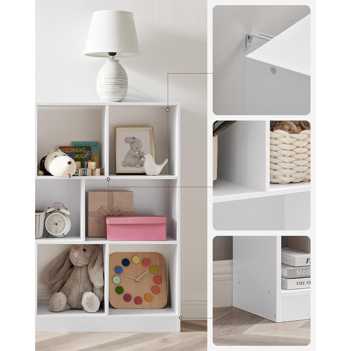 Книжкова полиця VASAGLE, полиця, кубічна полиця, окремостояча полиця, 11 відкритих відділень, можна використовувати горизонтально, вертикально або догори дном, 30 x 126 x 100 см, для вітальні, кабінету, офісу, біла LBC054T14 11 кубічна біла