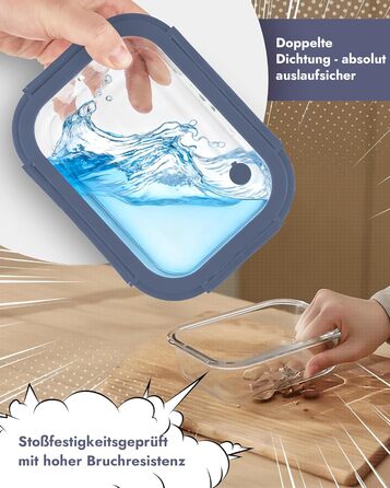 Скляні контейнери з кришками, набір з 12 шт. , високий вміст боросилікату, придатні для використання в мікрохвильовій печі, придатні для використання в духовці - 20510, з клапаном, можна мити в посудомийній машині ідеально підходить для контейнерів для зб