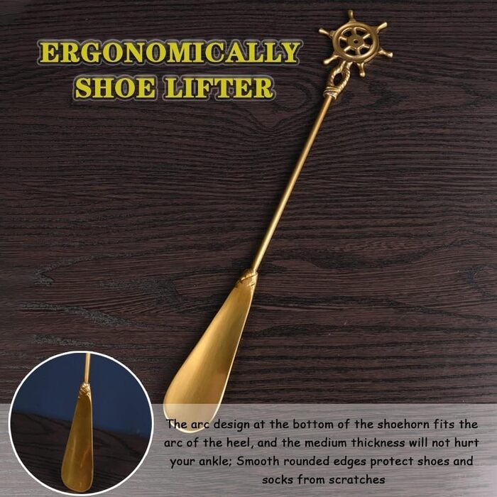 Міцний ріжок для взуття, Shoehorn для жіночих черевиків, Row-Shaped Brass Shoehorn, Nordic Home Shoe Gadget з довгою ручкою, Shoehorn для хлопчиків/дівчаток, Легкий розкішний Ornames Shoe Horn A