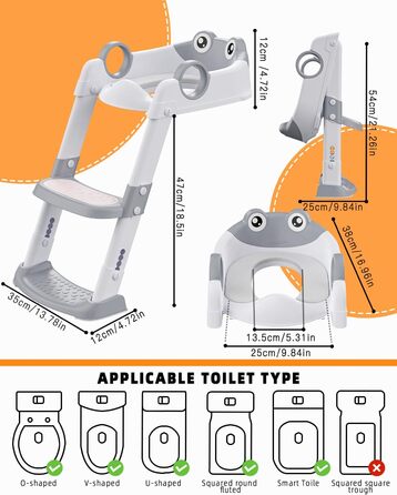 Дитяче сидіння для унітазу зі сходами, дитяче сидіння для унітазу для хлопчиків і дівчаток, регулюється по висоті і складається, д