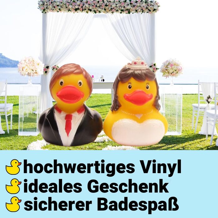 Гумова качечка I Качечка наречена - L 8 см I В комплекті брелок гумова качечка I Подарунок на весілля I Подарунок для нареченої