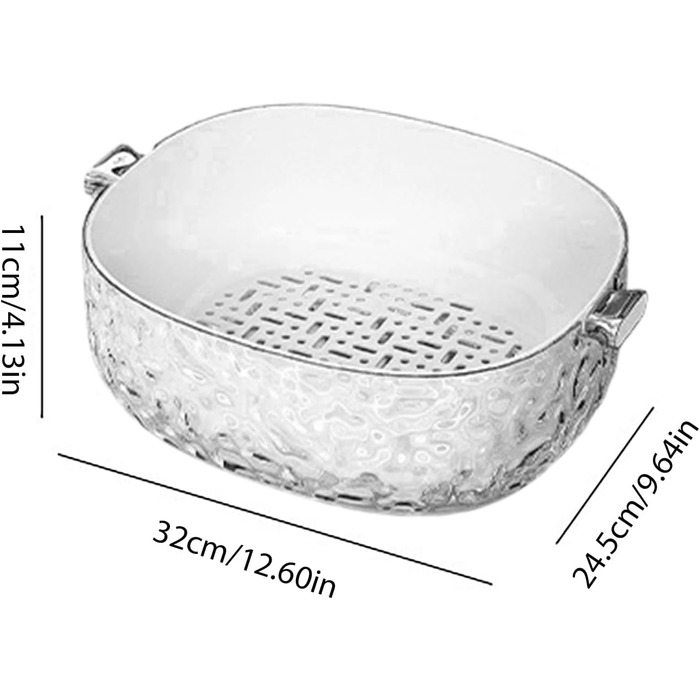 Умивальник - Багатофункціональна двошарова раковина - і мийка для овочів, для дому, пікніків, кемпінгу, холодильника, як перекус для ягід, таких як полуниця, кавуни та помідори, а також білого