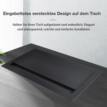 Вбудована настінна розетка для конференц-залу, столу, мультимедійна розетка, срібляста - 2 шт. Schuko - 2 шт. CAT6 - 2 шт. HDMI - USB 3.0 - стерео - USB-C для передачі даних (чорна)