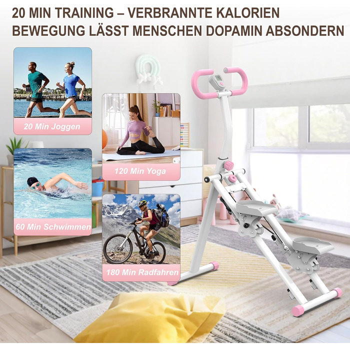 Степер для домашнього використання покращений пристрій для вертикального скелелазіння, тренажер для скелелазіння для тренувань усього тіла зі стабільною конструкцією рами та регульованими ручками, рожевий