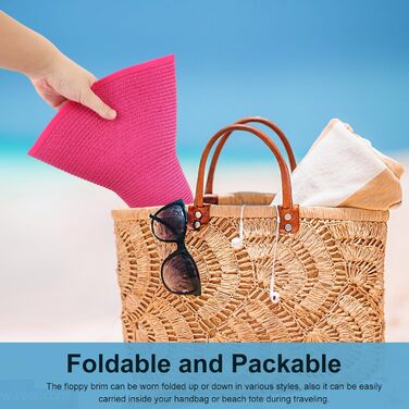 Жіночий солом&39яний капелюх із широкими полями, складний захисний пляжний капелюх, елегантний літній капелюх, сонцезахисні капелюхи UPF 50, один розмір, , великий бантик, солом&39яний капелюх темно-рожевий