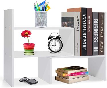 Дерев&39яна полиця для столу, маленька біла книжкова полиця, органайзер для столу, регульований органайзер для столу, книжкова полиця для офісу, кухні (біла)