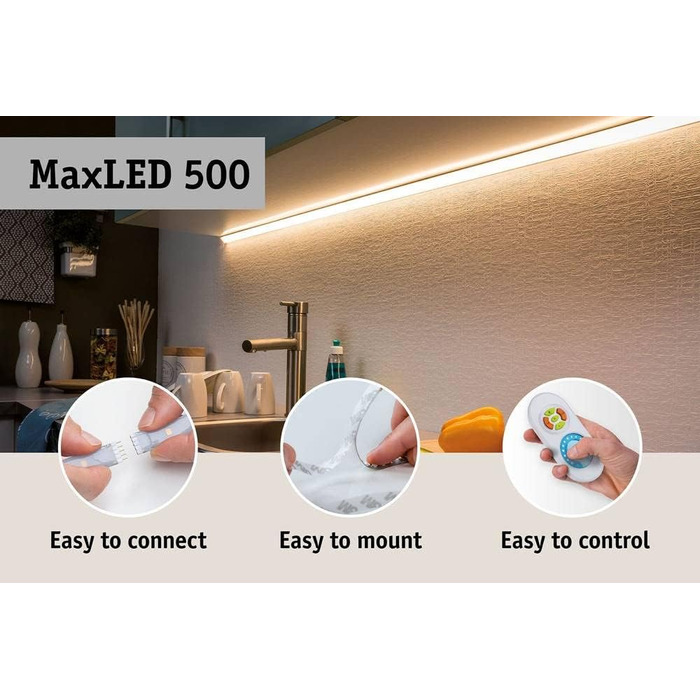 Світлодіодна стрічка MaxLED 500 Розумний дім Bluetooth Tunable White в т.ч. 47 Вт з можливістю затемнення Сріблястий пластиковий світлодіодний ремінець 3000 K (смуга, 20 м, 6500 К), 70565