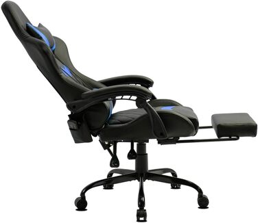 Ігрове крісло Delman, гоночне крісло, офісне крісло, комп&39ютерне крісло, масажне крісло з 6 точками вібрації, крісло керівника, штучна шкіра, ергономічна підставка для ніг 12-0037 (синє)