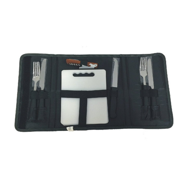 Посуд для пікніка, столові прибори для пікніка, посуд для кемпінгу, дорожні столові прибори (чорні)