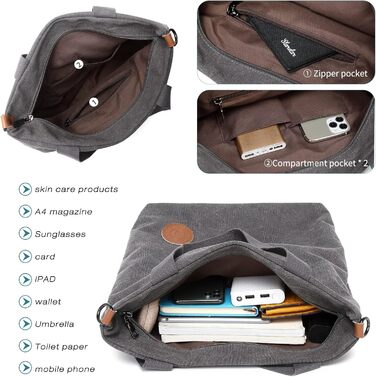 Жіноча полотняна сумка через плече Пляжна сумка Випадкові багатофункціональні сумки через плече Великі для роботи Школи Покупця Ви