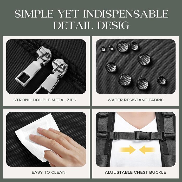 Рюкзак Hayayu Ryanair Hand Luggage 40x30x20, малий, для подорожей у літаку, з відділенням для ноутбука, сумка-протиугінна сумка для коротких поїздок на вихідні, чорний, 45 x 36 x 20 см