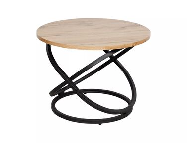 Журнальний столик, Приставний столик для дивана, Круглий 60 см, Імітація дерева з металевим каркасом, Висота 45 см, Вантажопідйомність до 25 кг