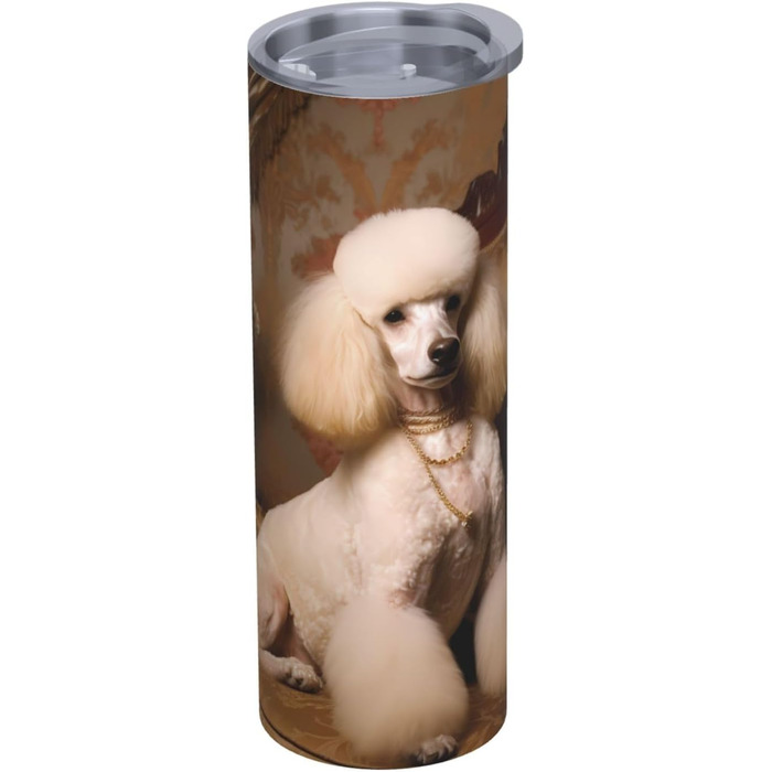 Кухоль з прямою трубочкою, дизайн пуделя, принт, дорожній кухоль, підходить для кемпінгу, офісу та дому, 590 мл