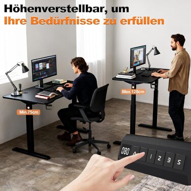 Стіл з електричним регулюванням висоти 160x60 см, карбонова поверхня та порт зарядки Type-C, ігровий стіл з функцією пам&39яті, робоча станція для ПК, стіл для роботи сидячи та стоячи, офісний стіл, чорний 160x60 см чорний