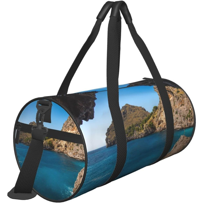 Спортивна сумка для фітнесу та подорожей з принтом Арка Мальорки, чорна, універсальний розмір