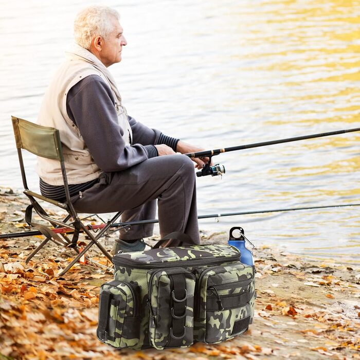 Рибальська сумка zerotop, рибальська сумка для рибальських снастей і рибальських аксесуарів з поясом і плечовим ременем і організація рибальських аксесуарів сумка на плече і рибальське спорядження для риболовлі походів полювання кемпінгу