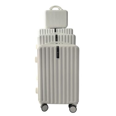 Набір валіз Leandra 4 шт., жорсткий корпус, колеса, телескопічна ручка, кодовий замок, білий колір, колекція NTK