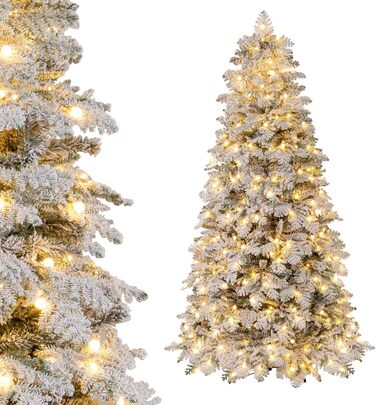 Штучна ялинка з вогнями та снігом 210 см COSTWAY