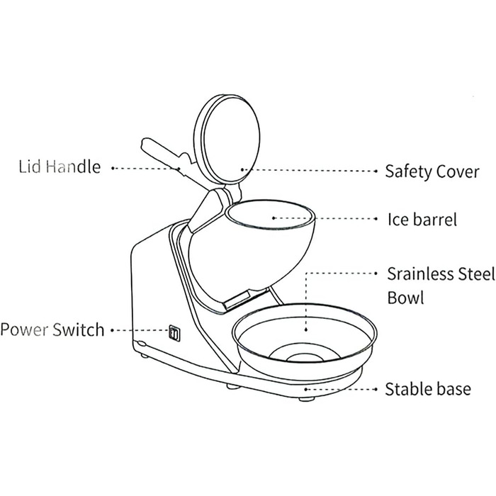 Електрична бритва для льоду дробарка для льоду машина для домашнього та комерційного використання Машина для гоління льоду з нержавіючої сталі 300 Вт, сірий
