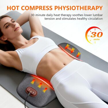 Електрична подушка для поперекової підтримки з підігрівом та вібраційним масажем, ортопедична подушка з піни з ефектом пам&39яті підтримка попереку при болях у спині, для офісного крісла, автомобіля, ліжка та дивана