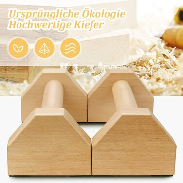 Бруси Parallettes, стійки для віджимань, стійки на руках, віджимань на планці, калістеніки, силових тренувань, паралельні бруси (30 x 13 x 9 см), колір дерева, 25 см