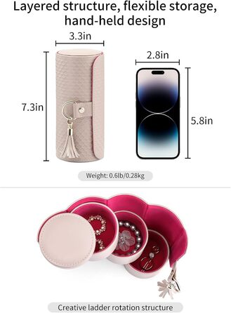 Маленька обертова шкіряна скринька для ювелірних виробів Vlando, підставка для ювелірних виробів, футляр для дорожніх ювелірних виробів, скринька для зберігання сережок, подарунки на день народження/новий рік для жінок та дівчат, сірий колір