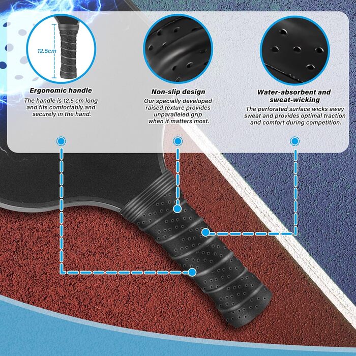 Ракетки для піклболу – набір зі скловолокна та сумка, сині, для чоловіків та жінок