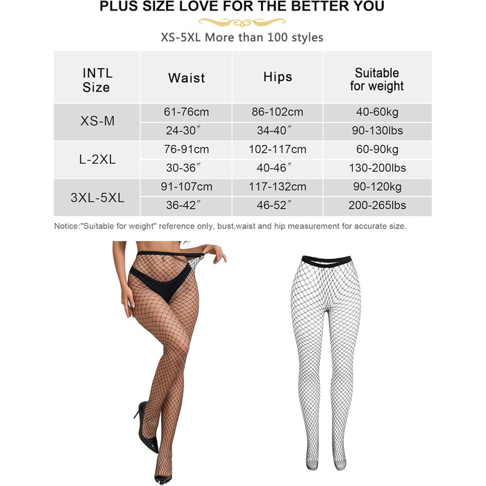 Колготки сітчасті comeondear, великі розміри, чорні, L-XXL